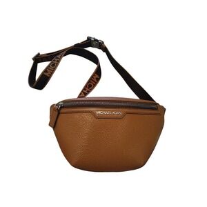 Michael Kors Kenly Belt Bag Brown Pebbled Leather Fanny Pack Logo Strap